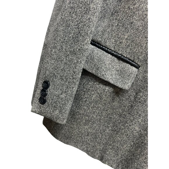 Pendleton Vintage 90's Y2K Gray Chevron Wool Black Faux Leather Trim Professiona - Picture 3 of 8